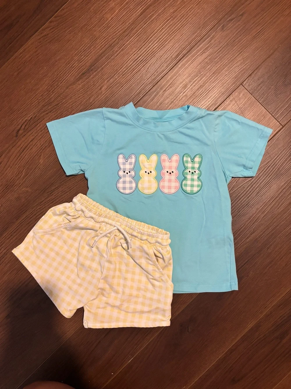4T Boy Easter Bunny Peeps Short Set (Busy Bees Smocks)
